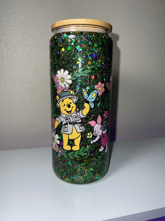 20oz Glass with handle Green Winnie The Pooh