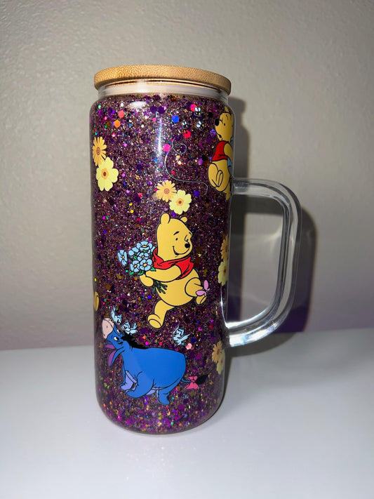 20oz Glass with handle Purple Winnie The Pooh